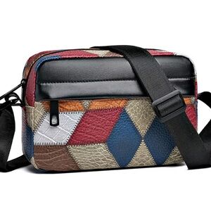 Multicolor Patchwork Women’s Crossbody Bag Lightweight Nylon NWT